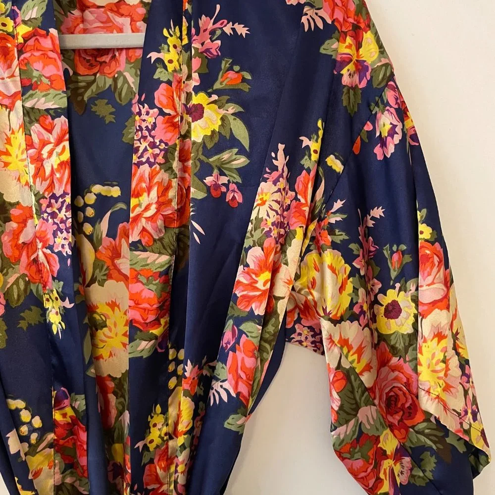 Satin Floral Robe - OS - Picture 2 of 3